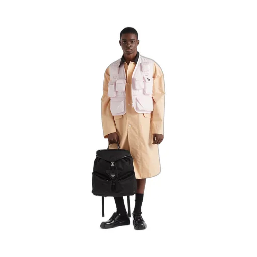 Re-Nylon and leather backpack
