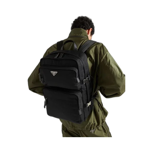 Re-Nylon and Saffiano leather backpack
