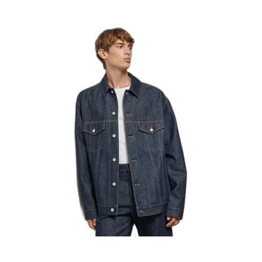 Denim jacket with GG embossed detail