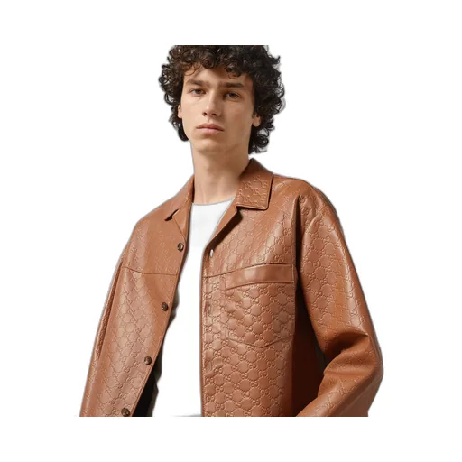 GG embossed leather shirt
