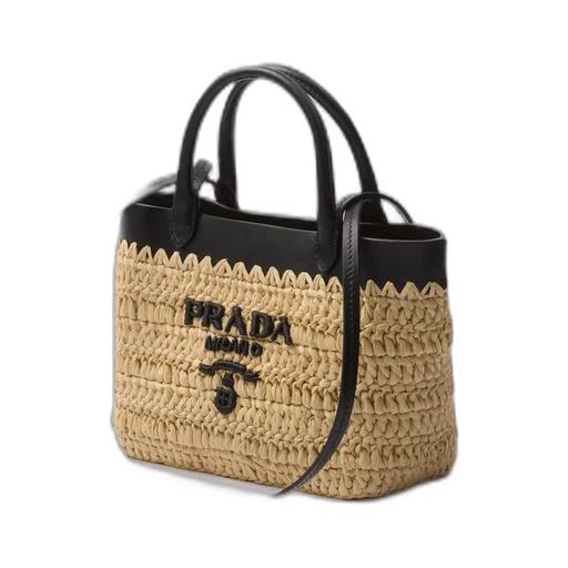 Mini crochet and leather tote bag