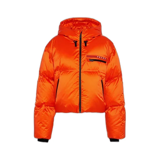 Cropped technical Re-Nylon down jacket