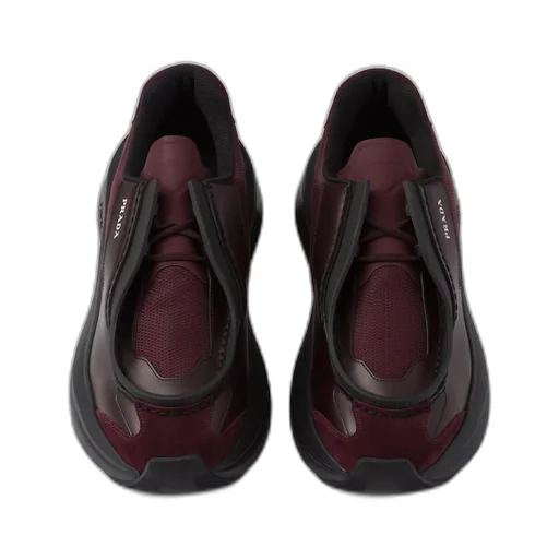 Systeme brushed leather sneakers with bike fabric and suede elements