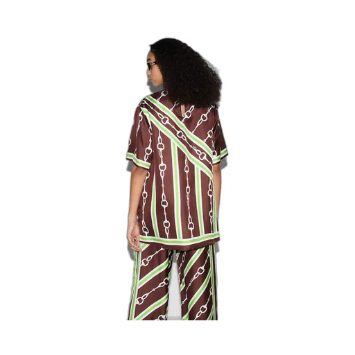 Gucci Horsebit stripe print silk top
