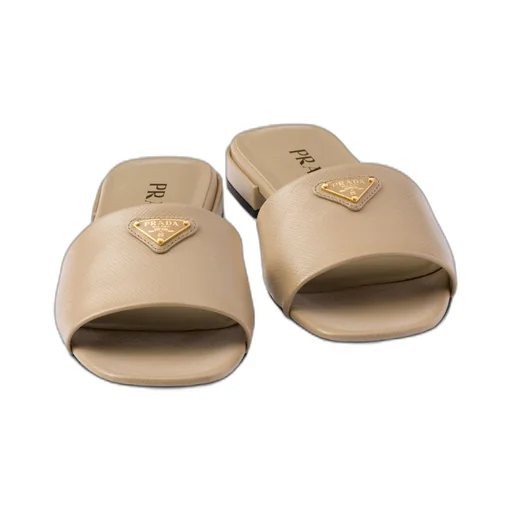 Saffiano patent leather slides