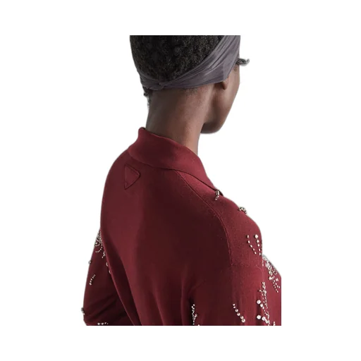 Embroidered cashmere polo shirt