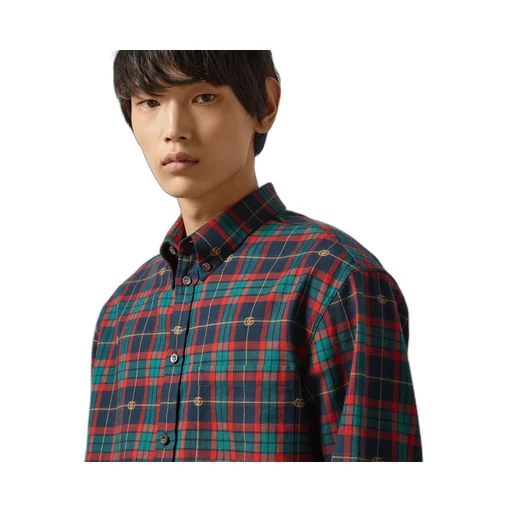 Double G tartan cotton shirt