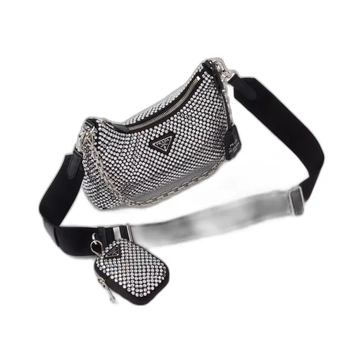 Prada Re-Edition 2005 satin bag with crystals