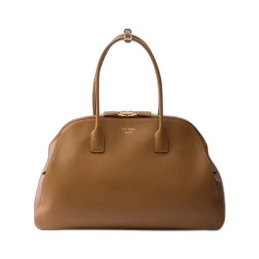 Large leather tote bag with zipper closure