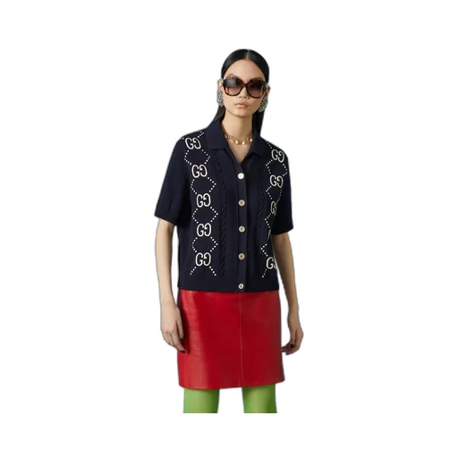 Cotton cardigan with GG intarsia