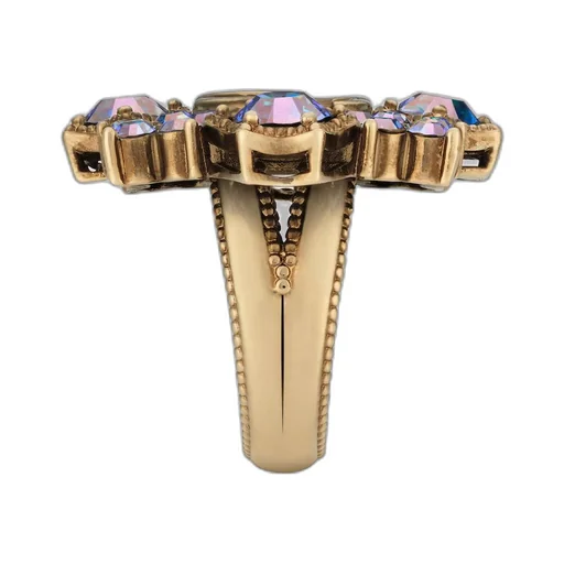 Double G crystal flower ring