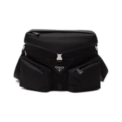 Re-Nylon and leather shoulder bag