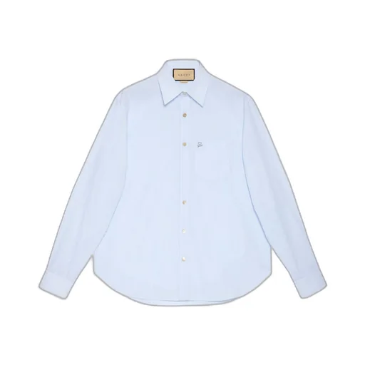 Striped cotton shirt with embroidery