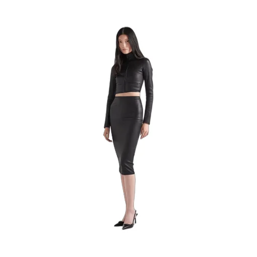 Stretch nappa leather jacket