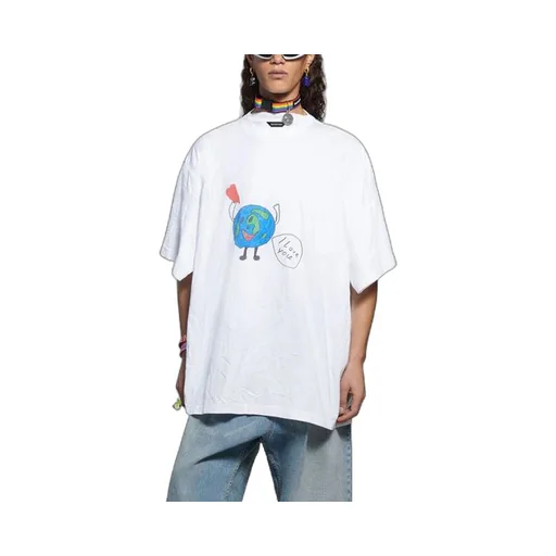 Retro Plain Weave Large Fit Short Sleeve Unisex White T-Shirt