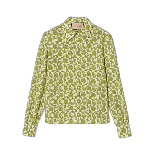 Floral print silk crêpe de chine shirt