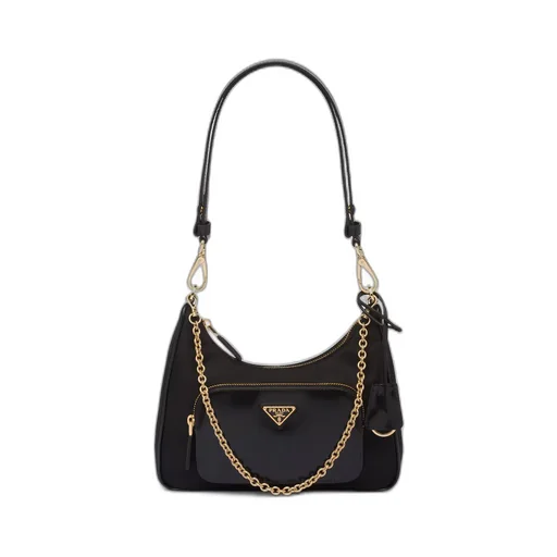 Re-Nylon and brushed leather mini-bag