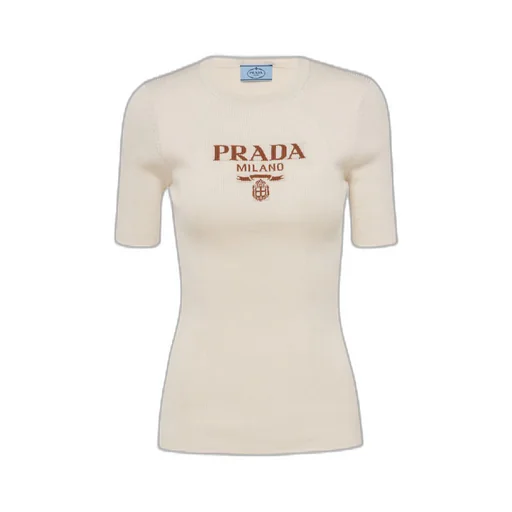 Silk crew-neck sweater with logo