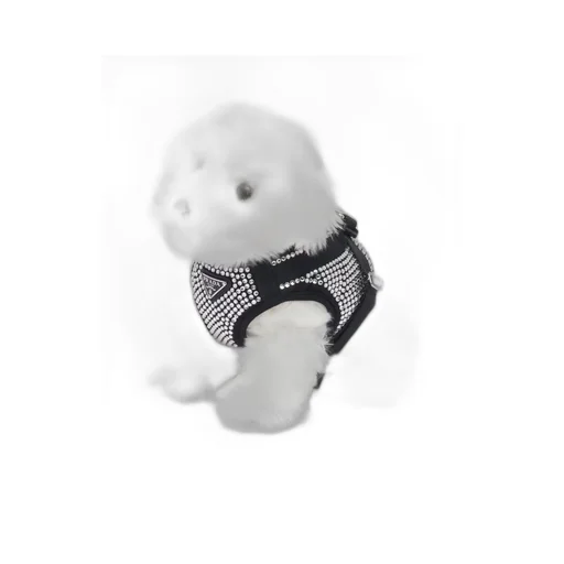 Crystal-studded satin dog harness