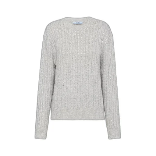 Wool and cashmere crew-neck sweater with rhinestones