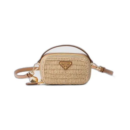 Crochet and leather mini-pouch