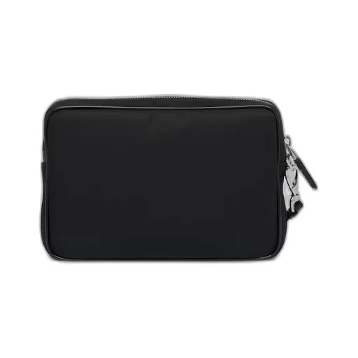 Re-Nylon and brushed leather pouch