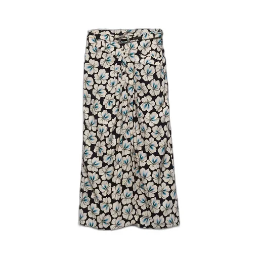 Printed pongee midi-skirt