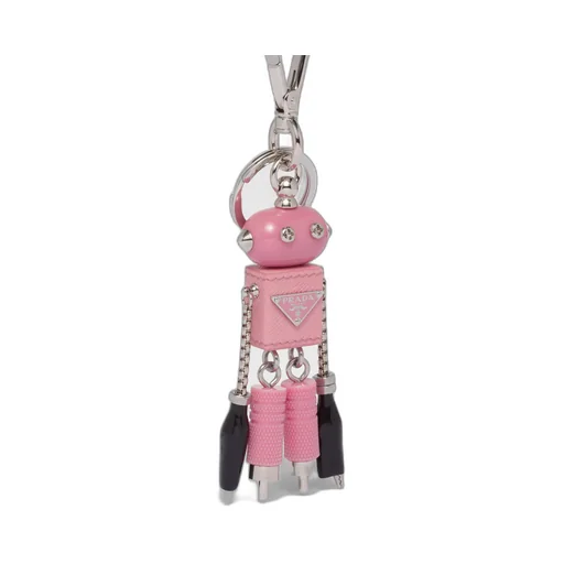 Saffiano leather robot keychain trick