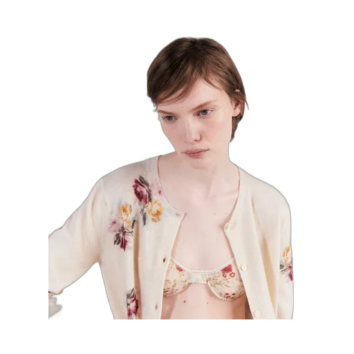 Printed wool cardigan