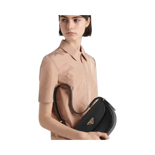 Prada Arqué leather shoulder bag with flap