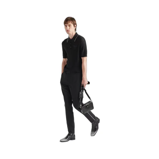 Cashmere and lamé polo shirt