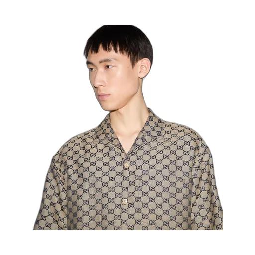 GG linen blend canvas shirt