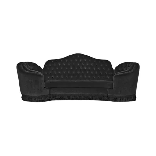 Capitonné camelback sofa
