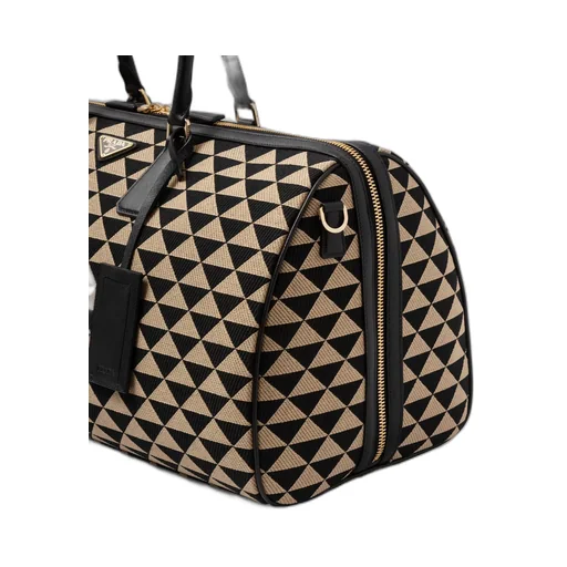 Large Prada Symbole embroidered fabric travel bag
