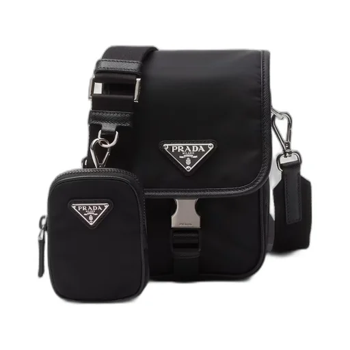Re-Nylon and Saffiano leather shoulder bag