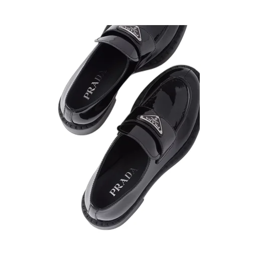 Chocolate patent leather loafers