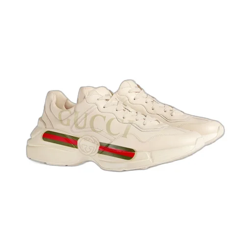 Men's Rhyton Gucci logo leather trainer