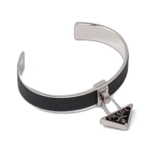 Metal and Saffiano leather bracelet