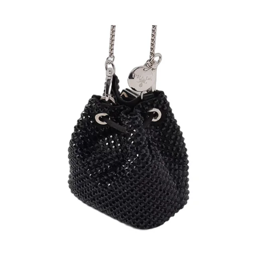 Satin mini-pouch with crystals