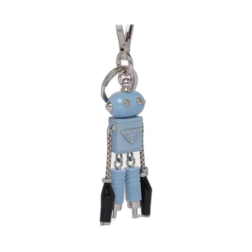 Saffiano leather robot trick keychain