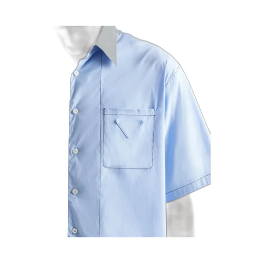 Short-sleeved stretch cotton shirt