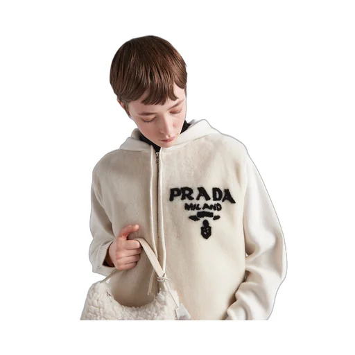 Oversized cashmere and shearling sweatshirt