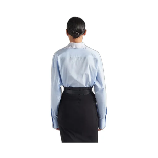 Poplin shirt with fringed collar
