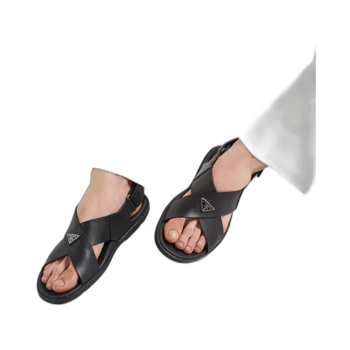 Crisscross leather sandals
