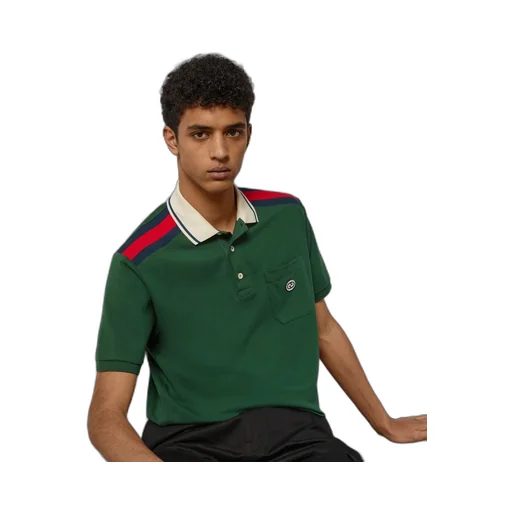 Cotton polo with Interlocking G