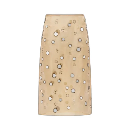 Mirror-embellished organza midi-skirt