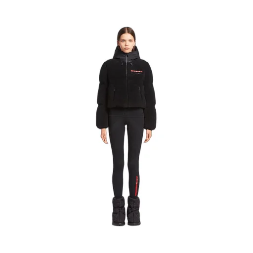Cropped recycled fleece down jacket