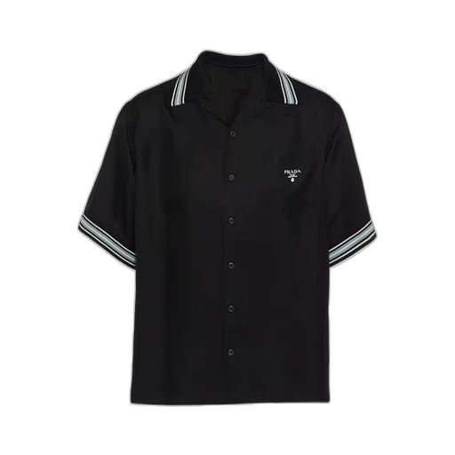 Short-sleeved silk twill shirt