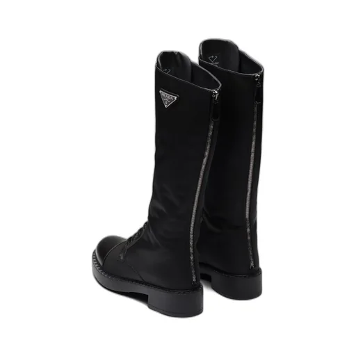 Brushed leather and Re-Nylon boots