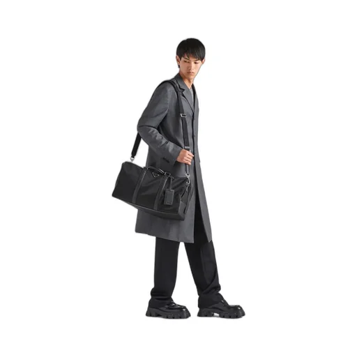 Re-Nylon and Saffiano leather duffel bag